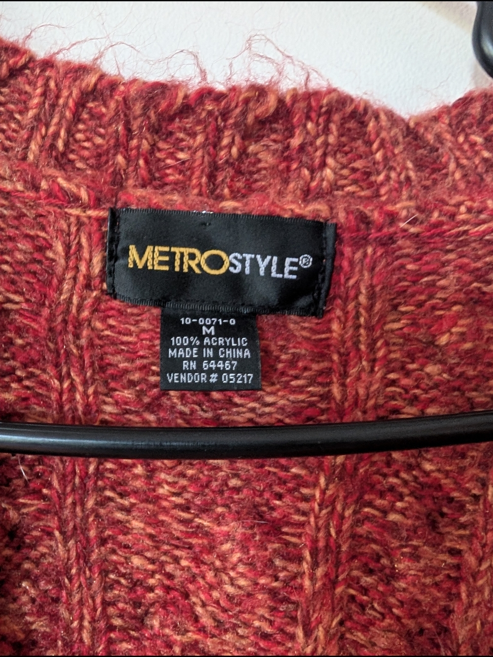 METROSTYLE Marled Rust Orange Red Knit Sweater